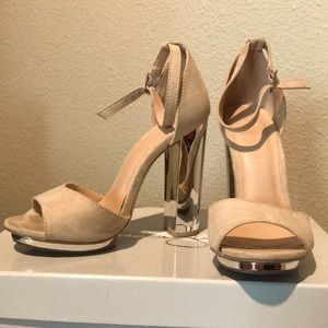Nude Suede Mirror Heels